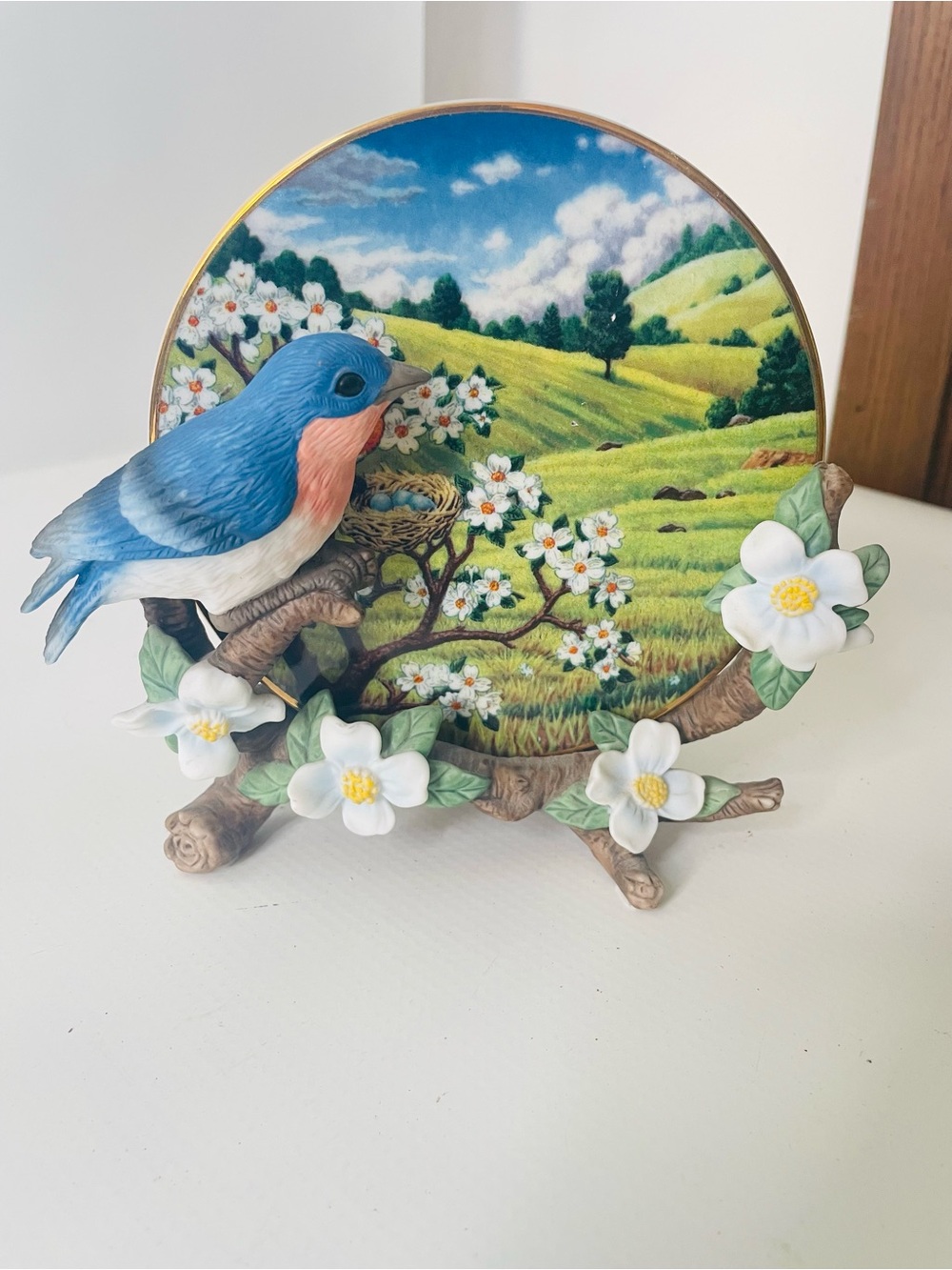 PartyLite Blue and White Bluebird Decorative Plate Accent